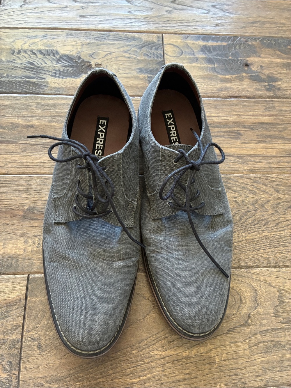 Express Men's Grey Canvas Derby Shoes - Lace-Up Oxfords